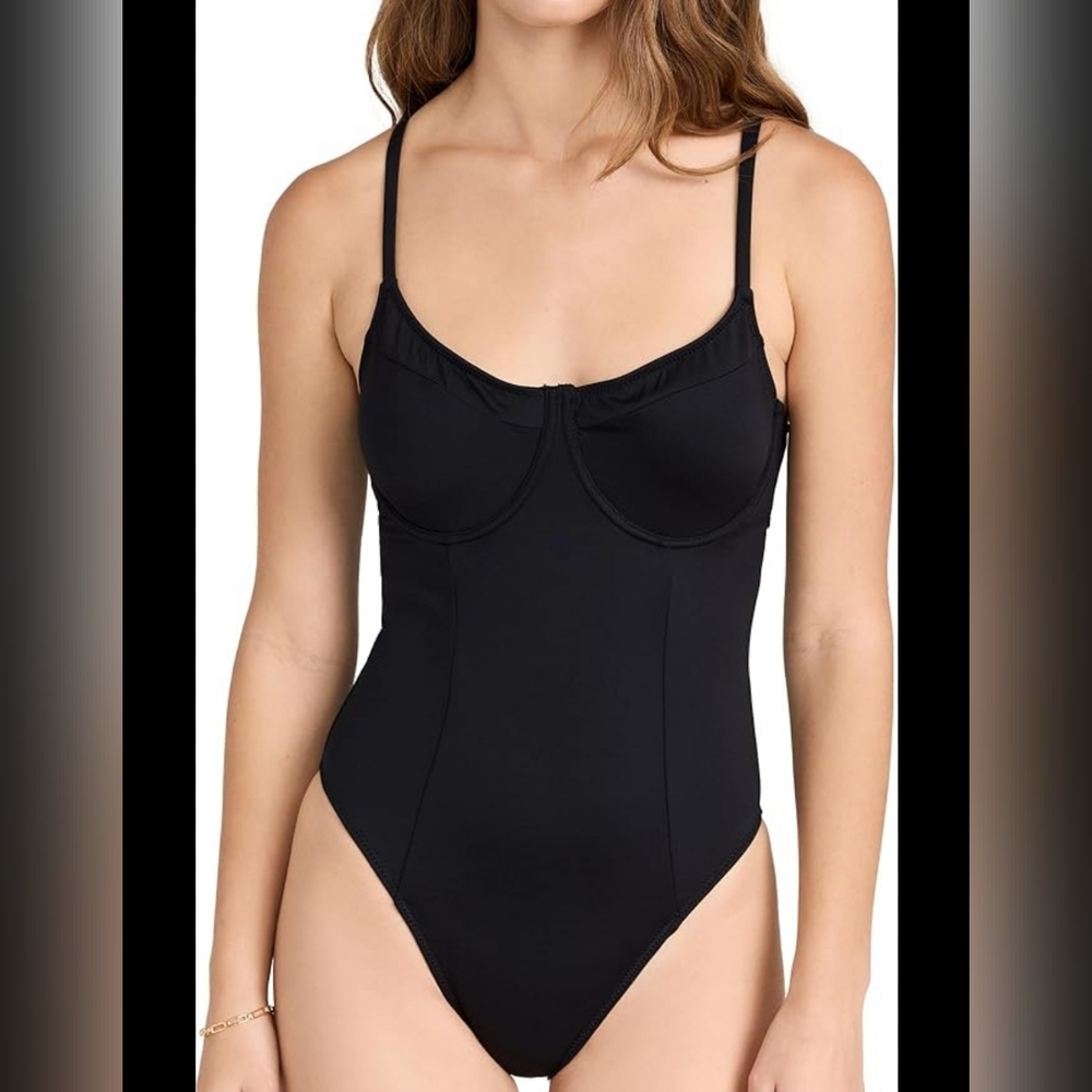 Good American Black One Piece Swimsuit Sleek Minimalist Design